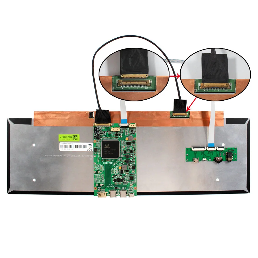 Type-C HD-MI LCD Controller Board Compatible With NV140XTM-N52 14 inch 3840x1100 eDP 30pins LCD Screen