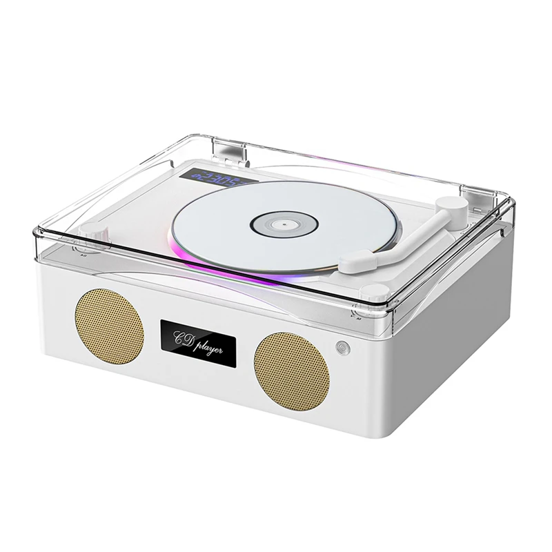 Lossless Bluetooth 5.0 CD Player With LED Ambient Light Built-In Speaker HIFI Music Player FM Radio Playback Player