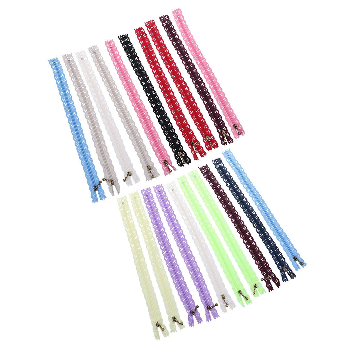 

20Pcs Lace Zippers Exquisite Hollow Flower Design Nylon Metal Zipper for Skirts Sewing Craft DIY Craft Zipper