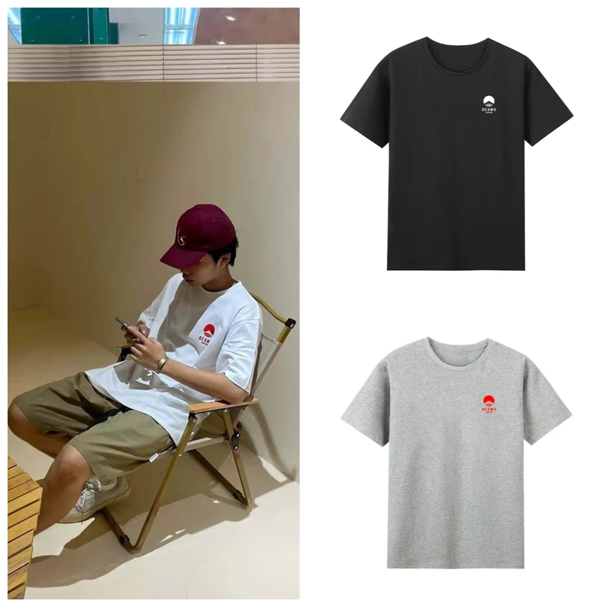 

Свободная мужская и женская цельная футболка с короткими рукавами и принтом Japan Mount Fuji (хлопок), летний повседневный топ с круглым вырезом