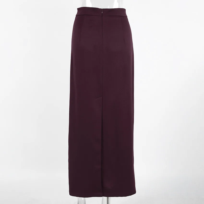 2026 Autumn/Winter Solid Color French Slim Fit Slit Skirt Women's Street Style Fashion Long Pencil Skirt Dark Brown Female Jupe