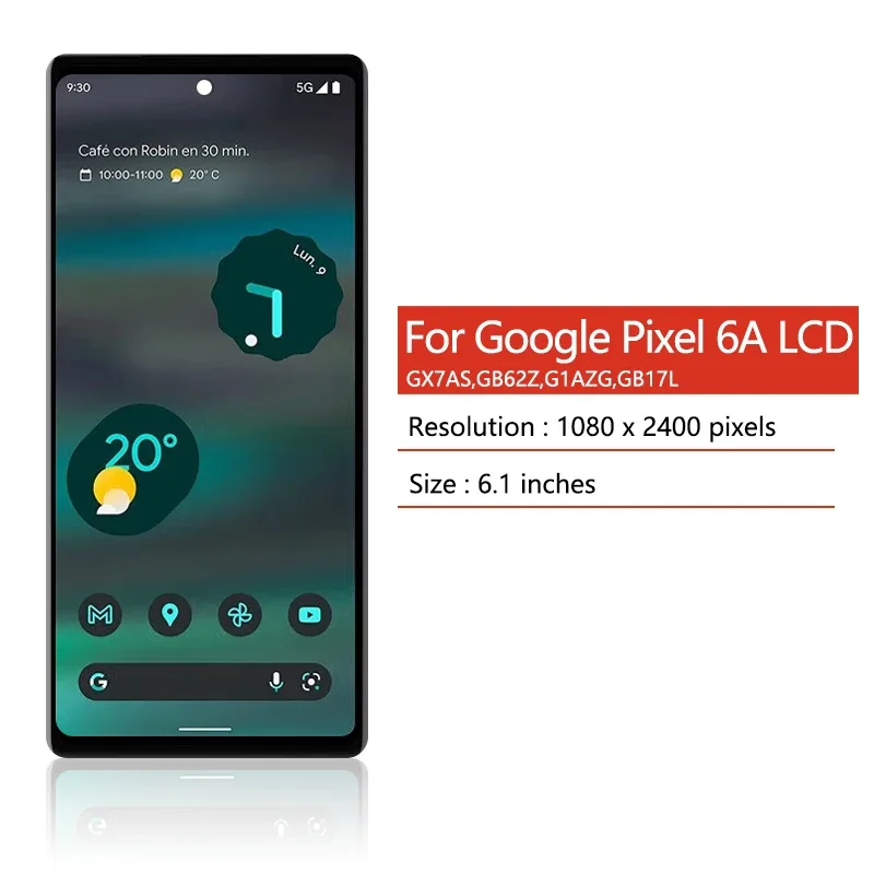Wyświetlacz LCD z ekranem dotykowym i digitizerem do Google Pixel 6A GX7AS, GB62Z, G1AZG, GB17L, Pixel 6a LCD z ramką, w 100% przetestowany. — zdjęcie produktu 2