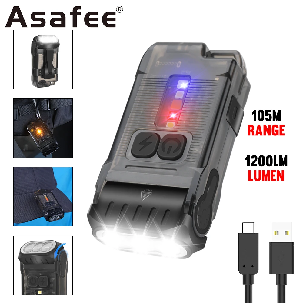 

Светодиодный мини-фонарик Asafee EDC, 105 лм, диапазон м, класс защиты IP67