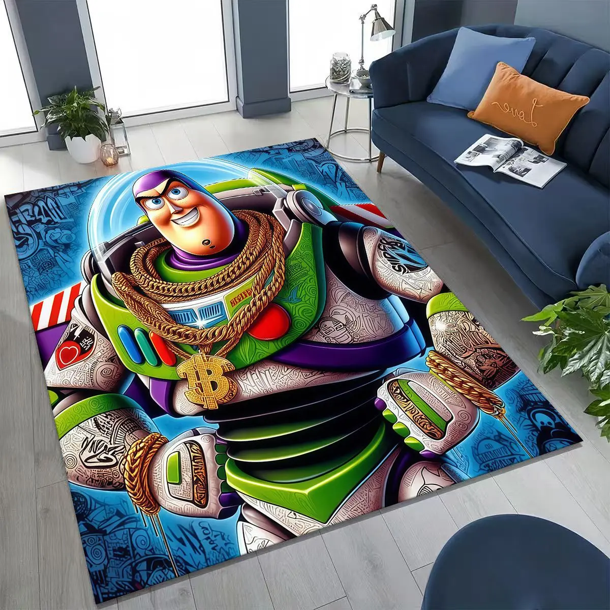 

27 Style Toy Story Woody Buzz Cartoon Rug for Bedroom Living Room Sofa Home Doormat Decor, Large Kids Non-slip Floor Mat Gift