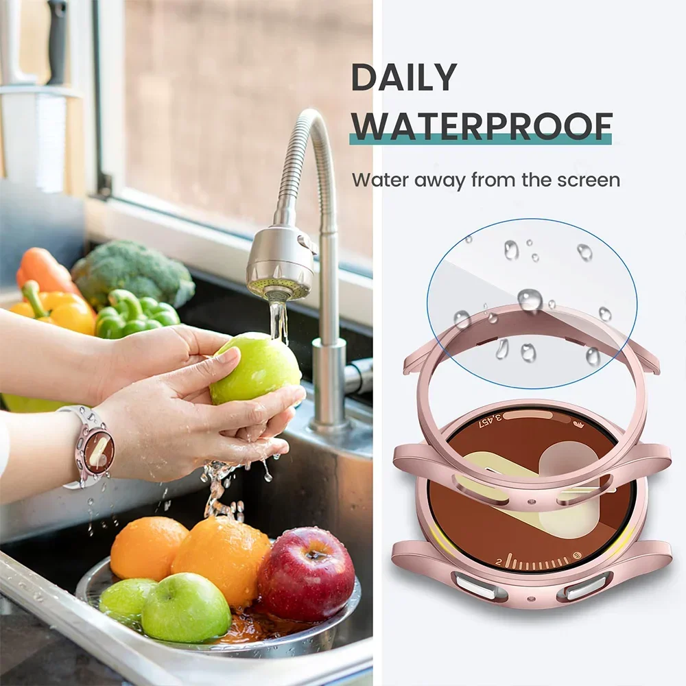 강화 유리 + 케이스 삼성 갤럭시 시계 7/6/5/4 FE 44mm 40mm 3DFull PC 커버 범퍼 스크린 보호기 쉘 + 필름 액세서리