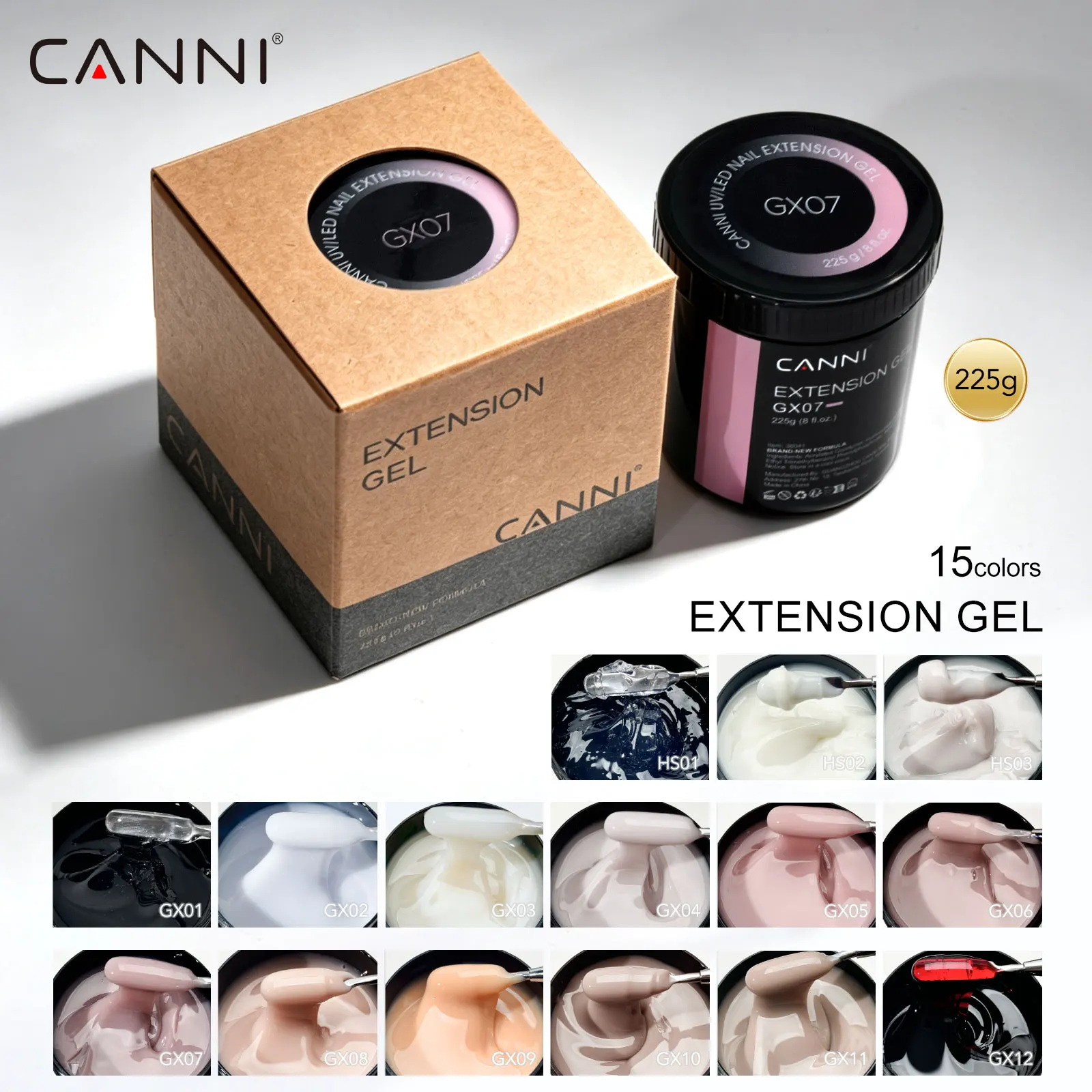 CANNI Builder Nagelgel Großes Volumen 225g UV LED Verlängerungsgel Stark Selbstnivellierend Dickschichtig Langanhaltend Salonqualität – Detail 1