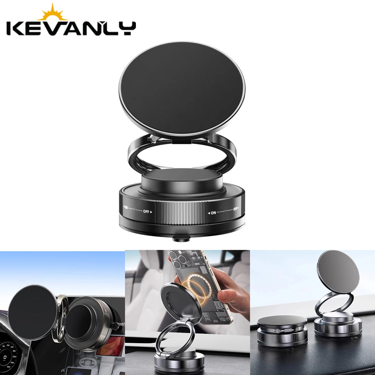 

360 Degree Rotating Foldable Magnetic Phone Holder Vacuum Suction Car Dashboard Desktop Mobile Phone Bracket Stand