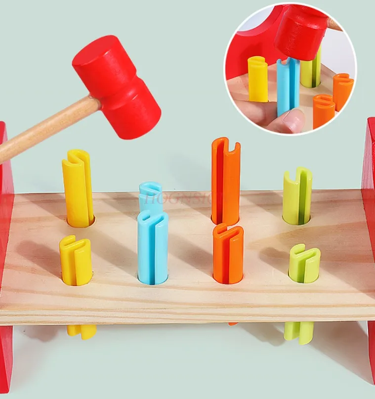 Plataforma de batida arco-íris, pilhas, moles à terra, martelos pequenos, brinquedos de jogo de educação infantil para bebês e crianças