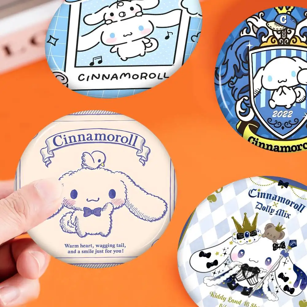 Cartoon C-Cinnamoroll Creative Pins Funny Faces Round Snap-in Brooch Badge Backpack Hat Accessories Jewelry Gifts
