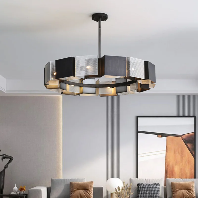 Postmodern Chandelier Metal Design Luxury Decoration Round Simple Maison Lighting Fixture Home Decor