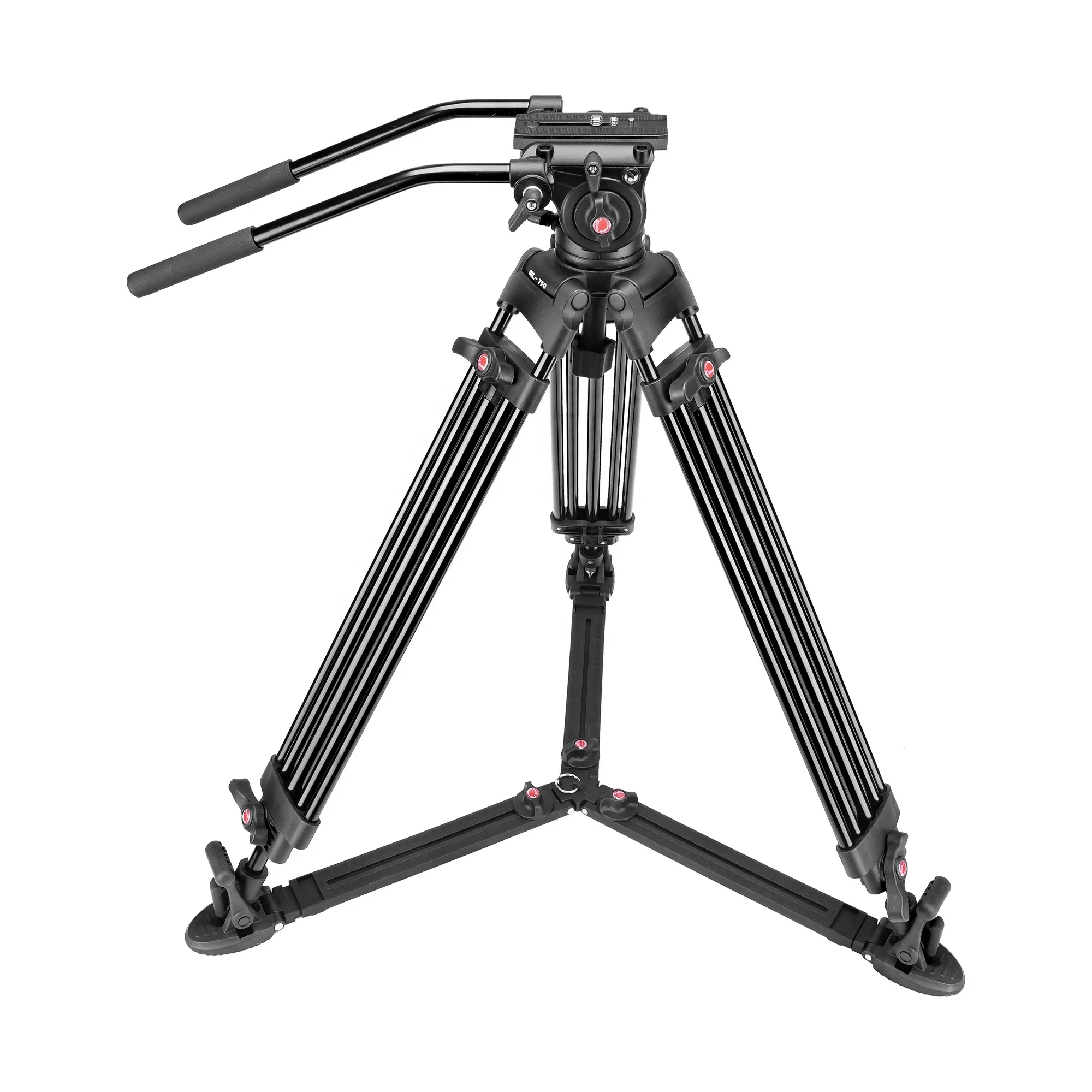 68.7 inch Heavy Duty Aluminum Video Camera Tripod with 2 Pan Bar Handles Fluid Head Ground Spreader for  DSLR Camcorder Cameras