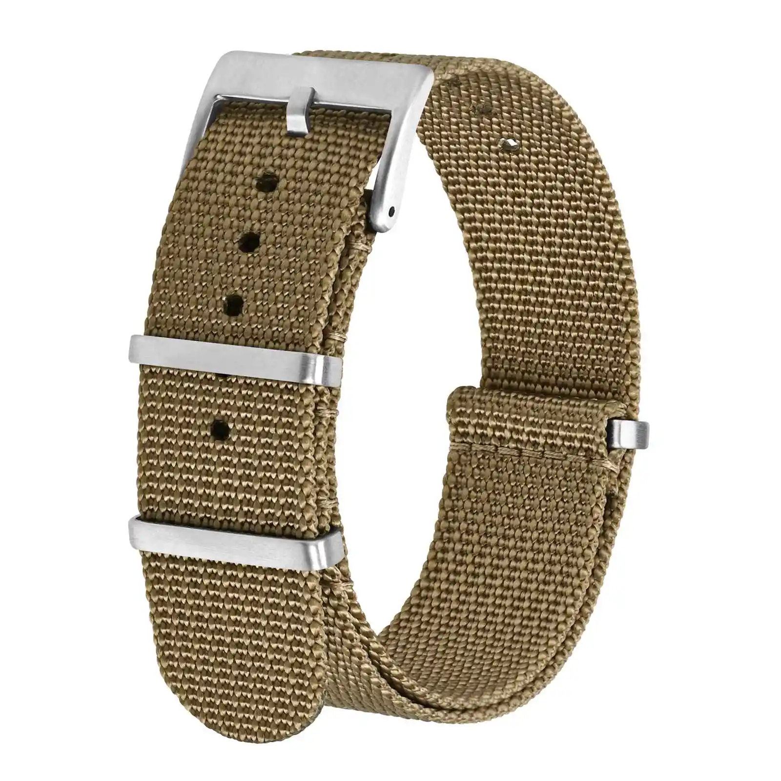 BISONSTRAP Cinturino per orologio da uomo 18mm 20mm 22mm Cinturino in nylon monopezzo regolabile e di ricambio Accessori per orologi Fibbia in argento