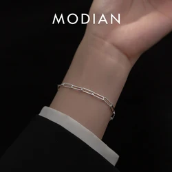 Modian Authentic 925 Sterling Silver Simple Hollow Out Fashion Bracelet for Women Chain Bracelets Silver Fine Jewelry Gift