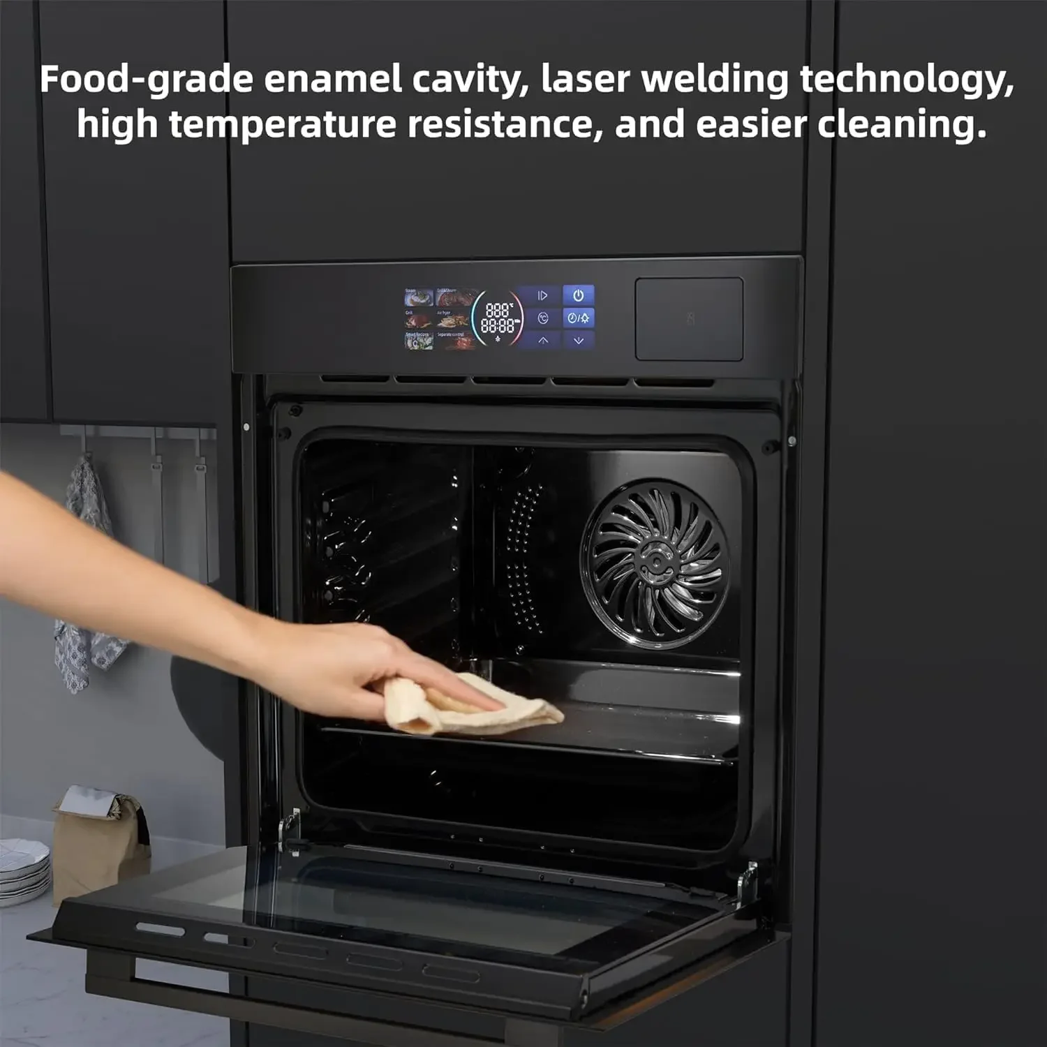 24" Electric Single Wall Oven, 2.47 Cu. Ft. with Air Frying Function, Built-in Electric Wall Oven with 8 Baking Modes & 108 Auto