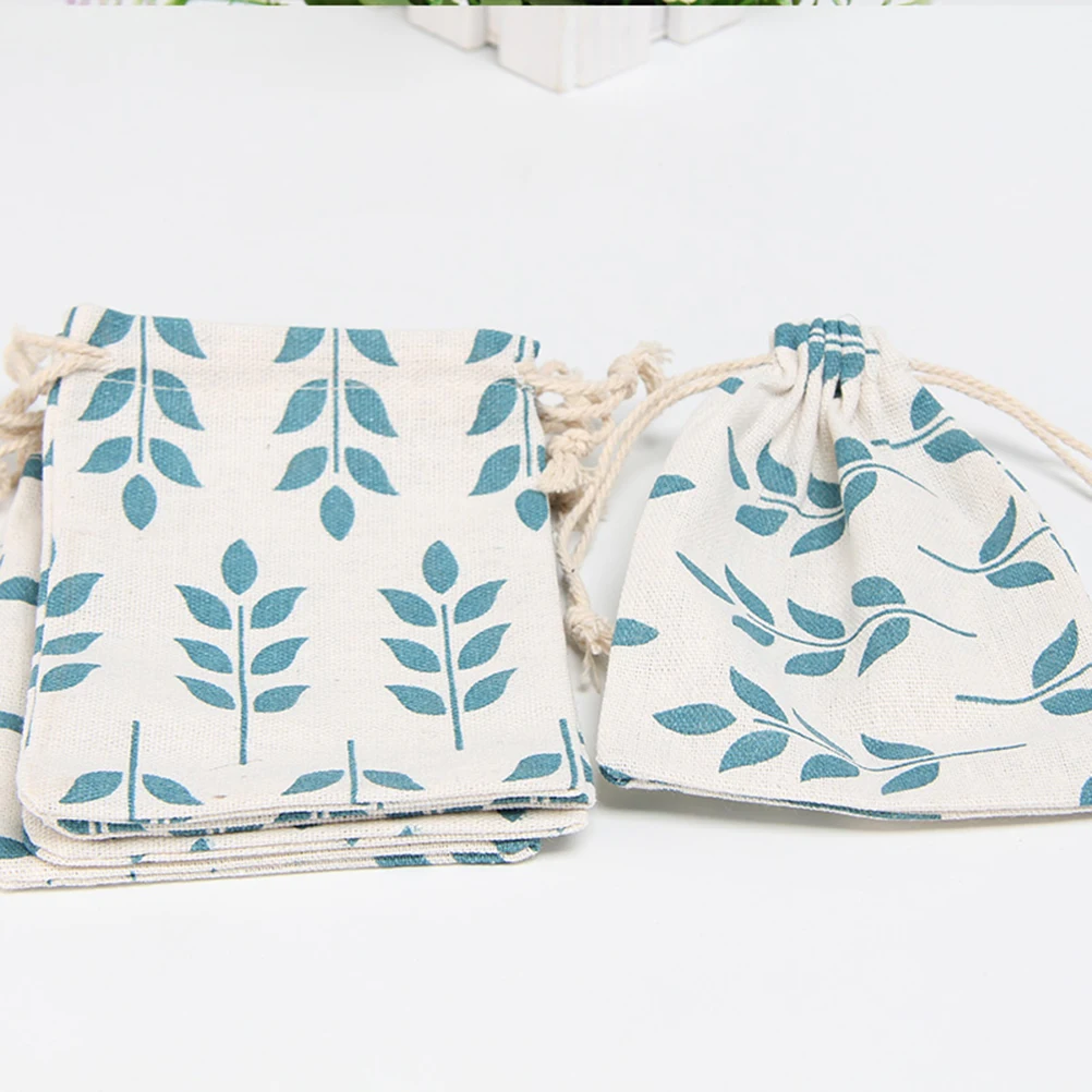 

12PCS Leaf Storage Bags Jute Material Drawstring C y Gift Bags Birthday Christmas Festival Parties H made Presents Jewelry