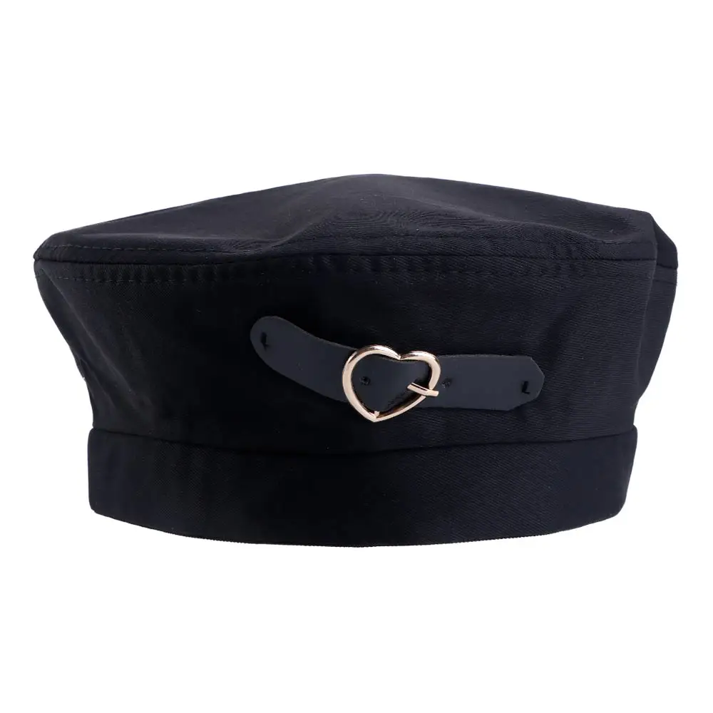 

Adjustable Korean Autumn Winter Female Keep Warm Women Caps Beret Love Heart Leather Buckle Painter Hat