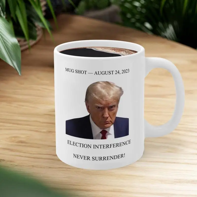 Trump Ceramic Mugs 350ml Mugshot Jail Cup With C-Shaped Handle Trump Mug With Political Humor For Milk Powder Soy Milk Cold Soda