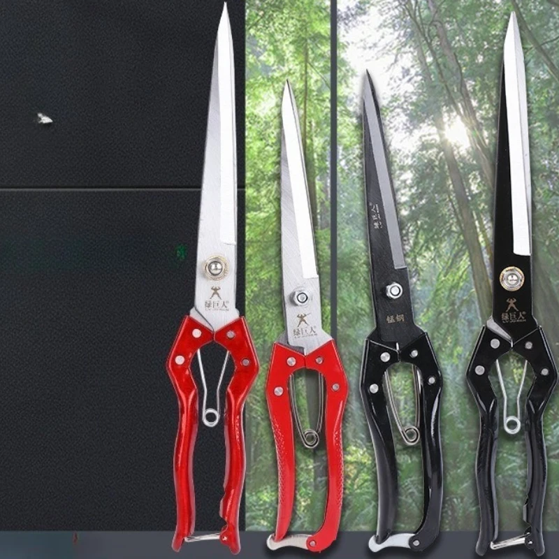 Manganese Steel Livestock Shears, Heavy Duty Spring-Loaded Straight Blade Scissors for Sheep, Goat Wool Trimming&Leather Cutting