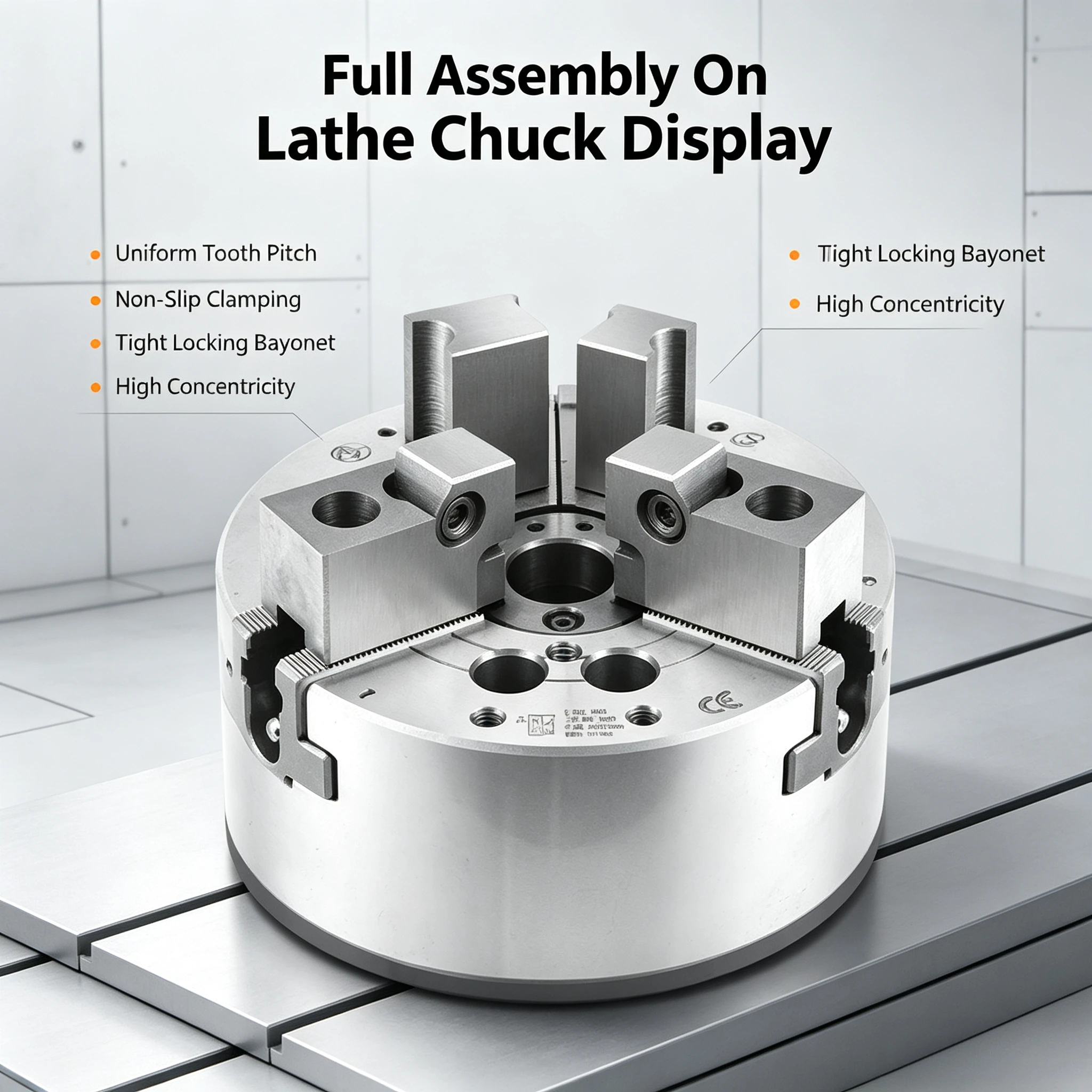 Pince hydraulique à 3 mâchoires avec mâchoires allongées en forme de L, 5-10 pouces, double usage (support interne et serrage externe) pour tour CNC