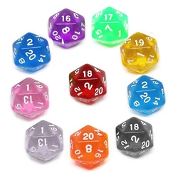 10pcs 20 Sided Dice Transparent Multifaceted Digital Dice D20 Playing Dice For D&D RPG TRPG DND Party Game Role Playing Game