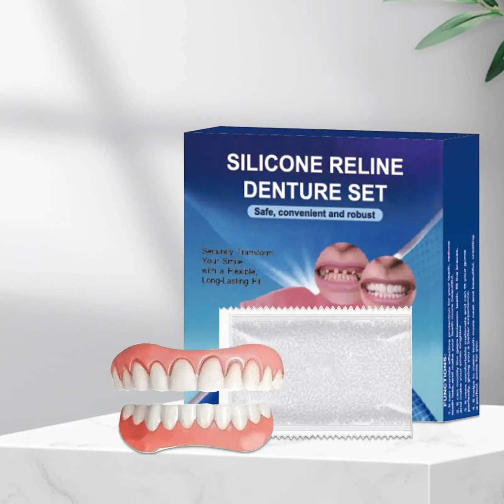 Denture Set Soft Smile Personal Cares Products Natural Tooth Full Denture Set for Seniors Adults Men Women Eating Speaking Daily
