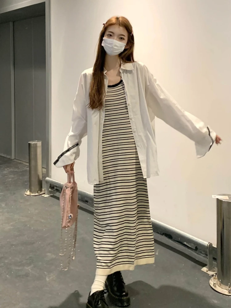 Women Dresses Comfortable Fashion Leisure Sleeveless Summer Chill Breathable All-match Streetwear Korean Style Pullover Striped