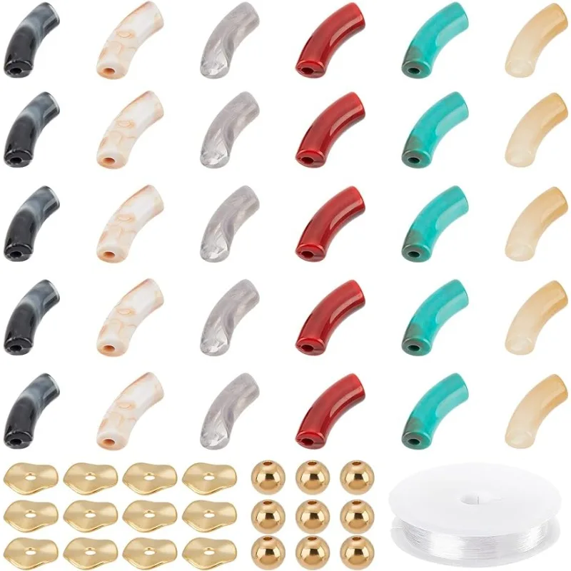 

Набор для изготовления акриловых изогнутых бусин, 6 цветов, 48 шт., цветные непрозрачные Имитационные драгоценные камни, стиль акриловых бусин, 148 шт.