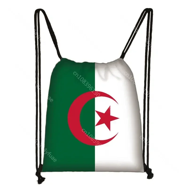 Haitian / Kazakhstan / Arabic Algerie / Saudi Arabia Flag Backpack Women Men Storage Travel Bags Casual Drawstring Bag Rucksack
