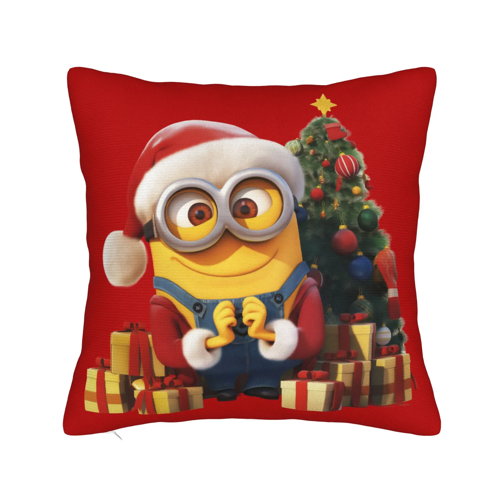 Cartoon M-Minions Christmas Pillowcase Printed Fabric Cushion Cover Decor  Throw Pillow Case Cover Sofa Square 18''