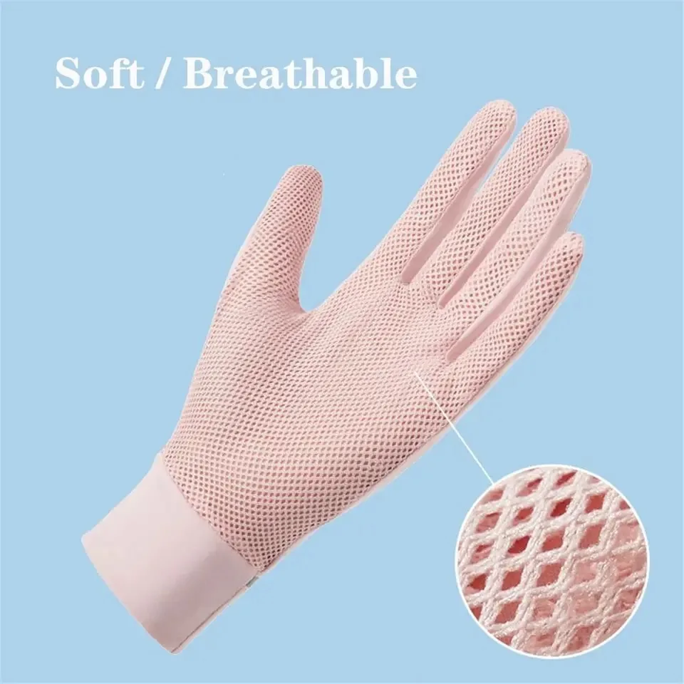 Lady Sunscreen Ice Silk Gloves Female Summer Sun Protection Gloves Fashion Cycling Driving Running Mittens Thin Anti-UV Gloves