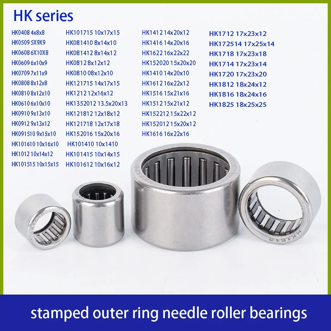 1/5Pcs HK Series Stamped Outer Ring Needle Roller Bearing HK0408 4X8X8mm (ID 4  OD 8 Height8) HK0509 HK091510 HK101610~HK1825