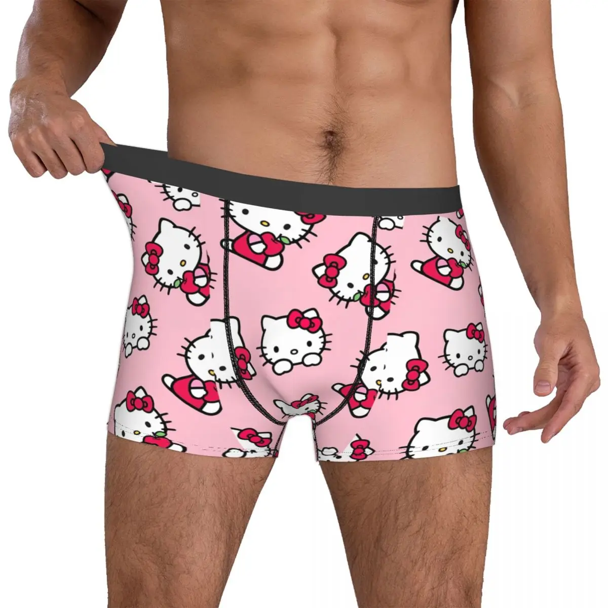 Custom Hello Kitty Pattern Cute Cartoon Boxers Pants Novelty Underwear Sanrio Cozy Boxer Briefs Gift For Men Underpants Gag