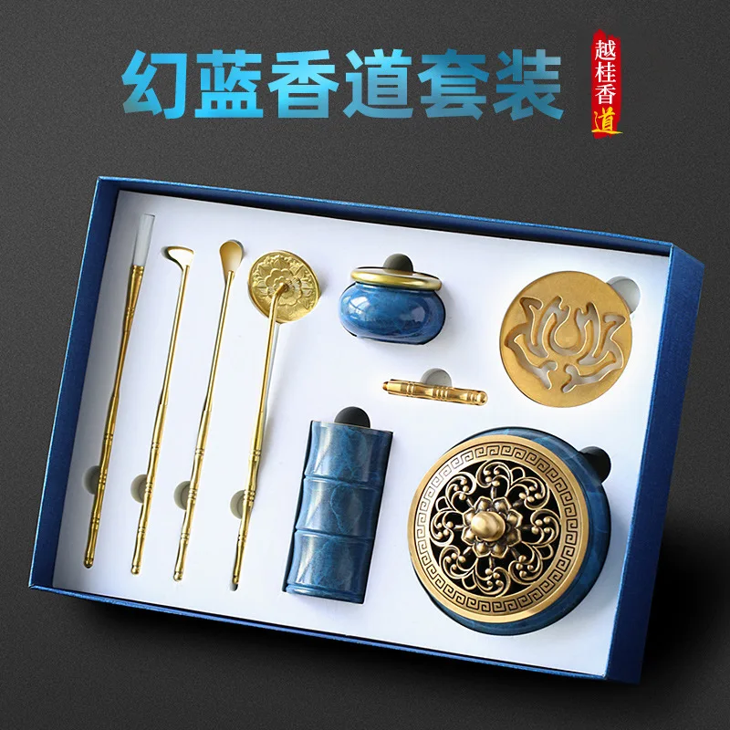 Pure copper incense utensils set powder ancient method seal extension printing