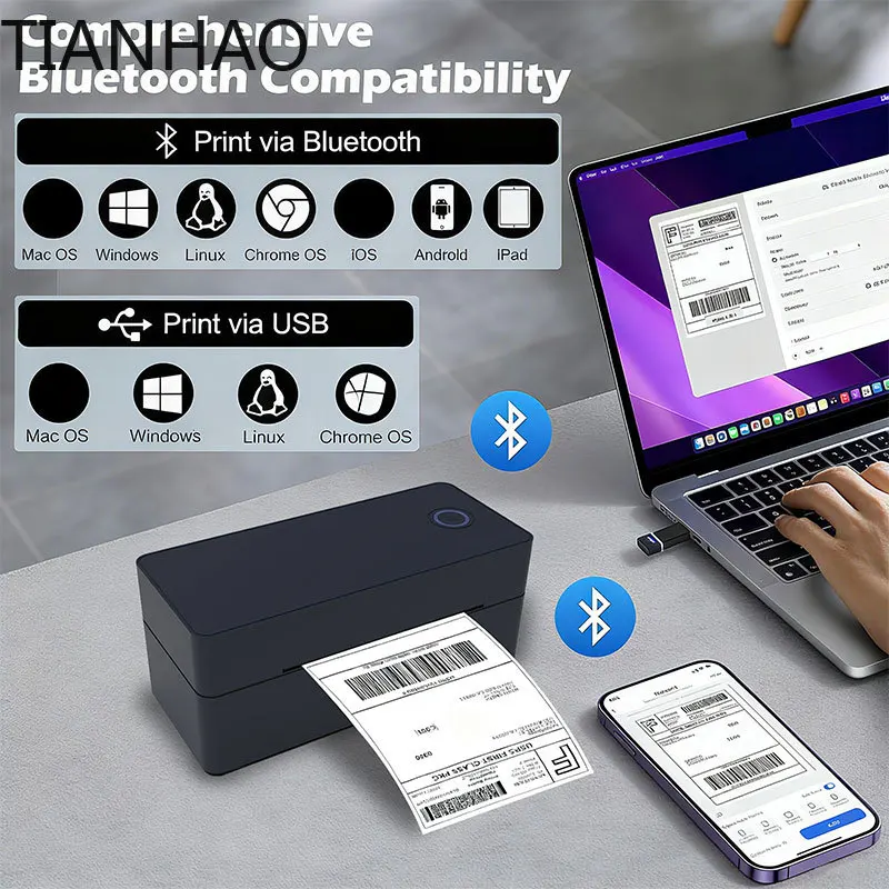 Wireless Bluetooth Thermal Shipping Label Printer 4x6 Support Android Mac iPhone Windows - Shipping Label Printer