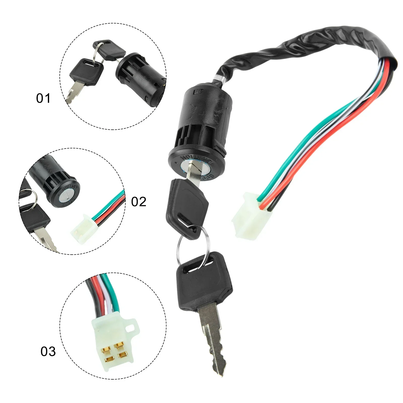 Ignition Key Switch Universal Motorcycle 2 Key 4 Wire Start Ignition Switch Electric Door Lock Key For ATV Quad Dirt Bike