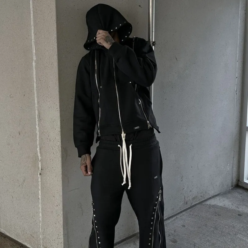 90er-Jahre-Vintage-Gothic-Kleidung, amerikanisches High-Street-Outfit, Patchwork-Sweatshirt mit Kapuze für Herren und Damen