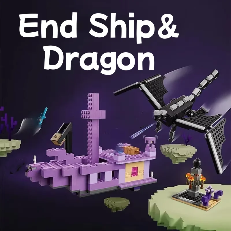 

Compatible Brands Brick Sets My Pixel World Game Series Building Blocks The Ender Dragon and End Ship Toys Kids Gift