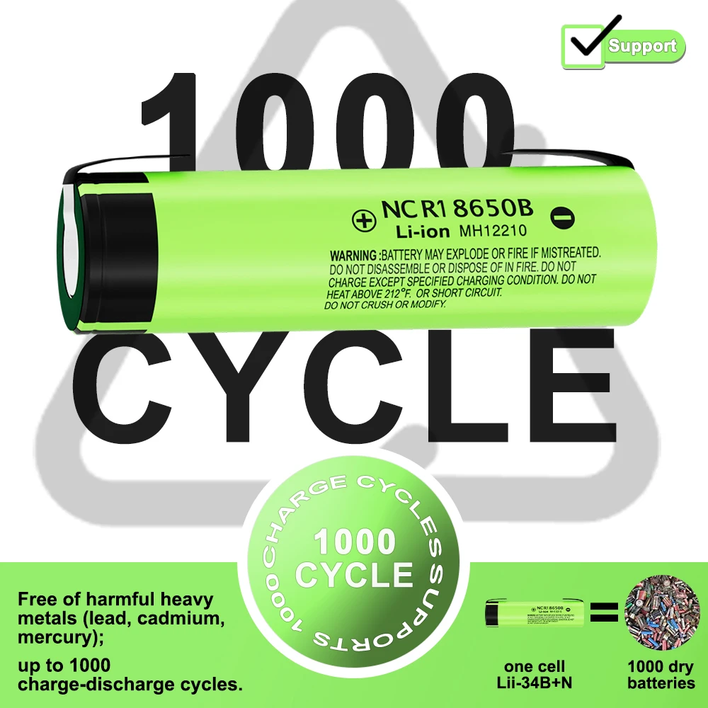 Hot Liitokala new original NCR18650B 3.7V 18650 3400mAh 18650 rechargeable lithium battery + DIY nickel piece