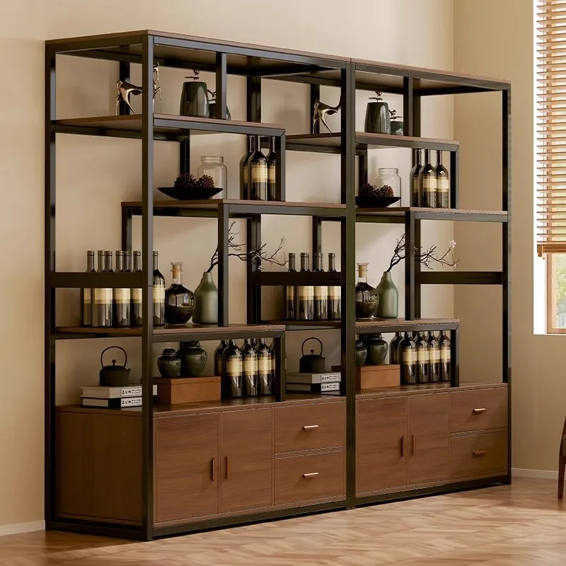 Sideboards Large Bar Wine Cabinet Home Display Wall Mounted Iron Rack Vinegar Luxury Storage Kitchen Cabinet Living Room Cabinet