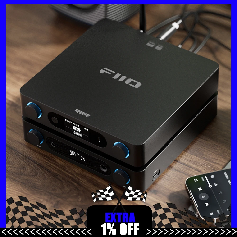 

FiiO BR15 R2R Bluetooth Receiver LADC/aptX Lossless Bluetooth 6.0 Adapter Receivers with 1.47 Inch Lcd Screen for Speaker PC