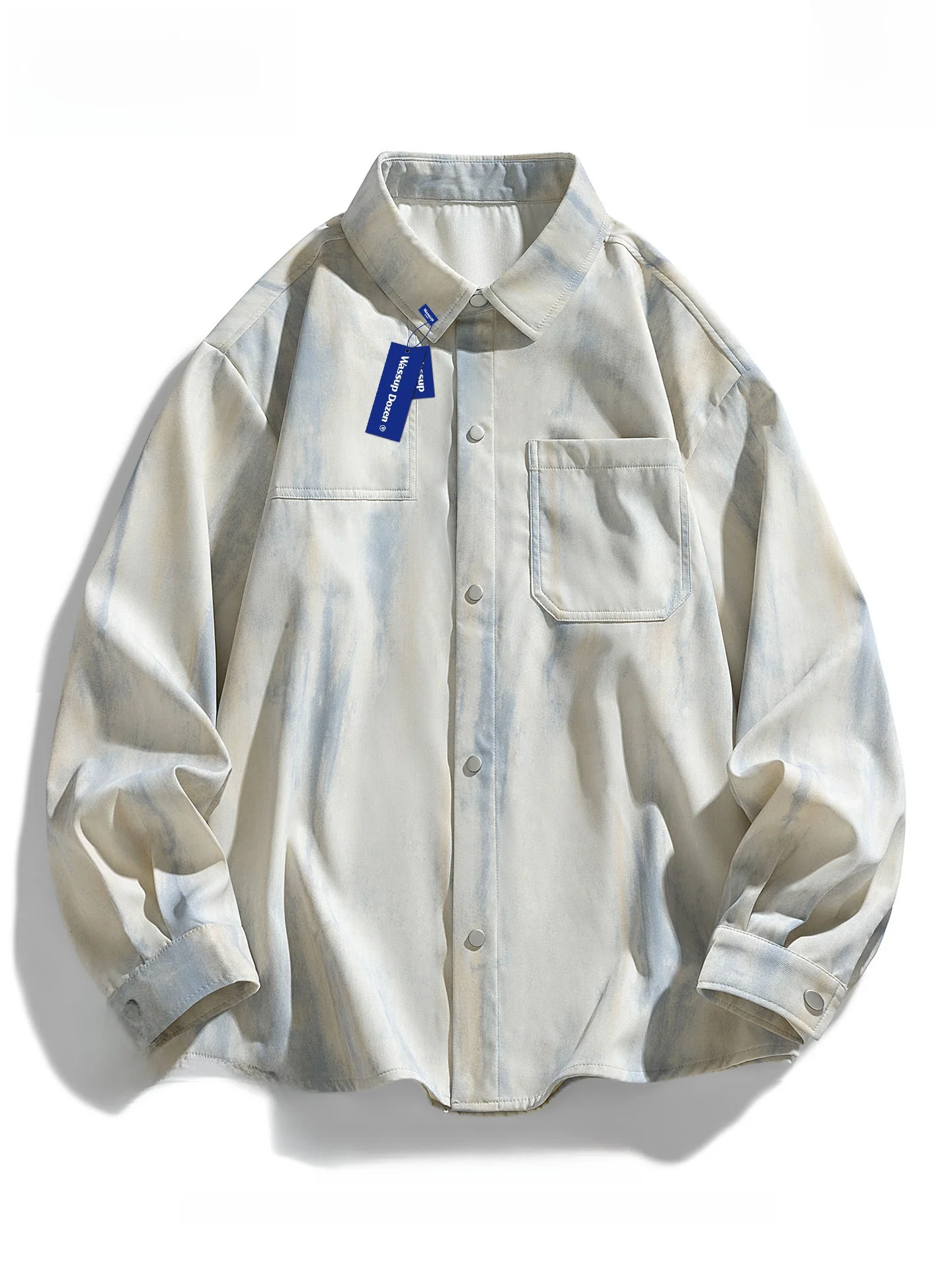 

Wassup Dozen plus Size Men's Casual irt Long Sve Loose Fit Color Versatile Autumn Faion Polyester Fiber ex