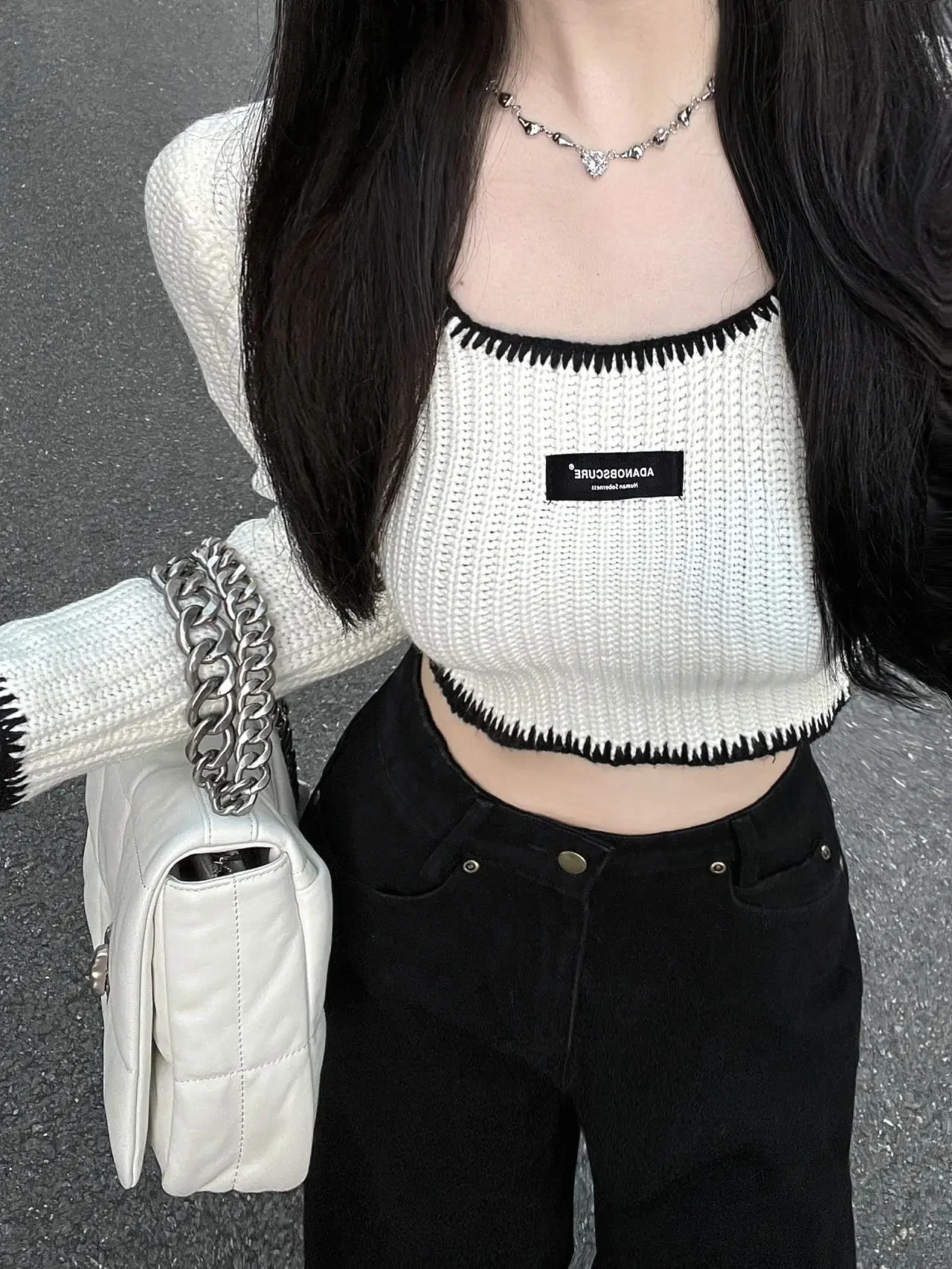 Casual Fashion Knitted Sweater Y2k Tops Cropped Pullovers Women Clothing Long Sleeve Bandage Square Collar Jumper Sueter Mujer