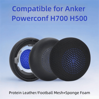 1 pair Replacement Headphone Ear Pads Protein Leather Sponge Foam Headset Earmuff Football Mesh for Anker Powerconf H700 H500