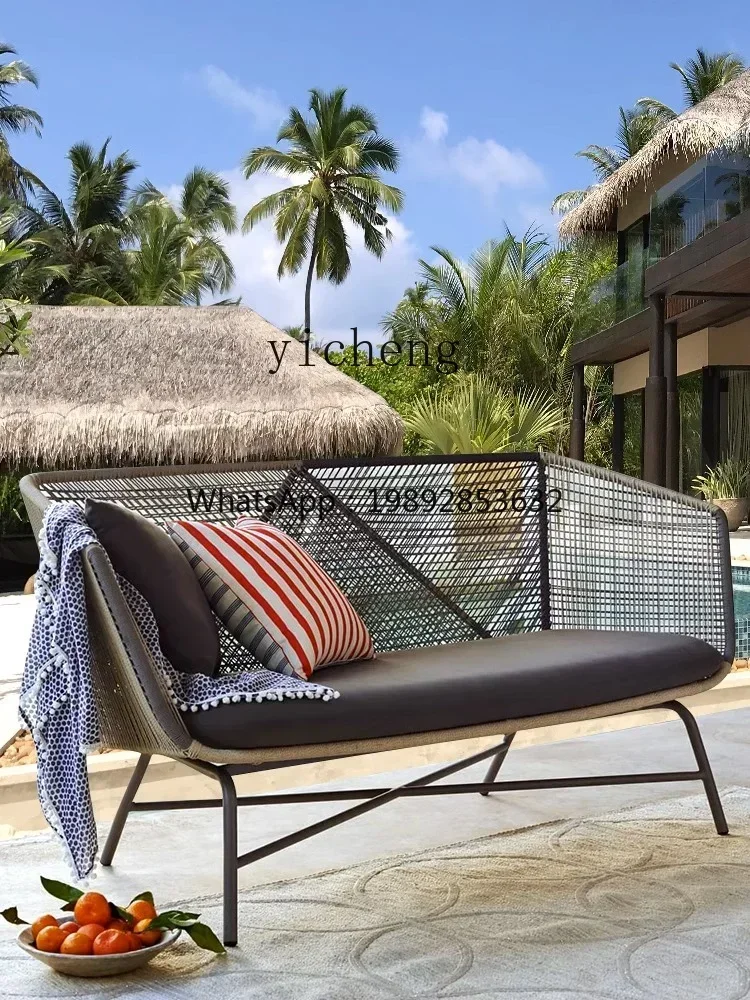 U7 outdoor rattan sofa courtyard sun room outdoor waterproof and sunscreen leisure single chair
