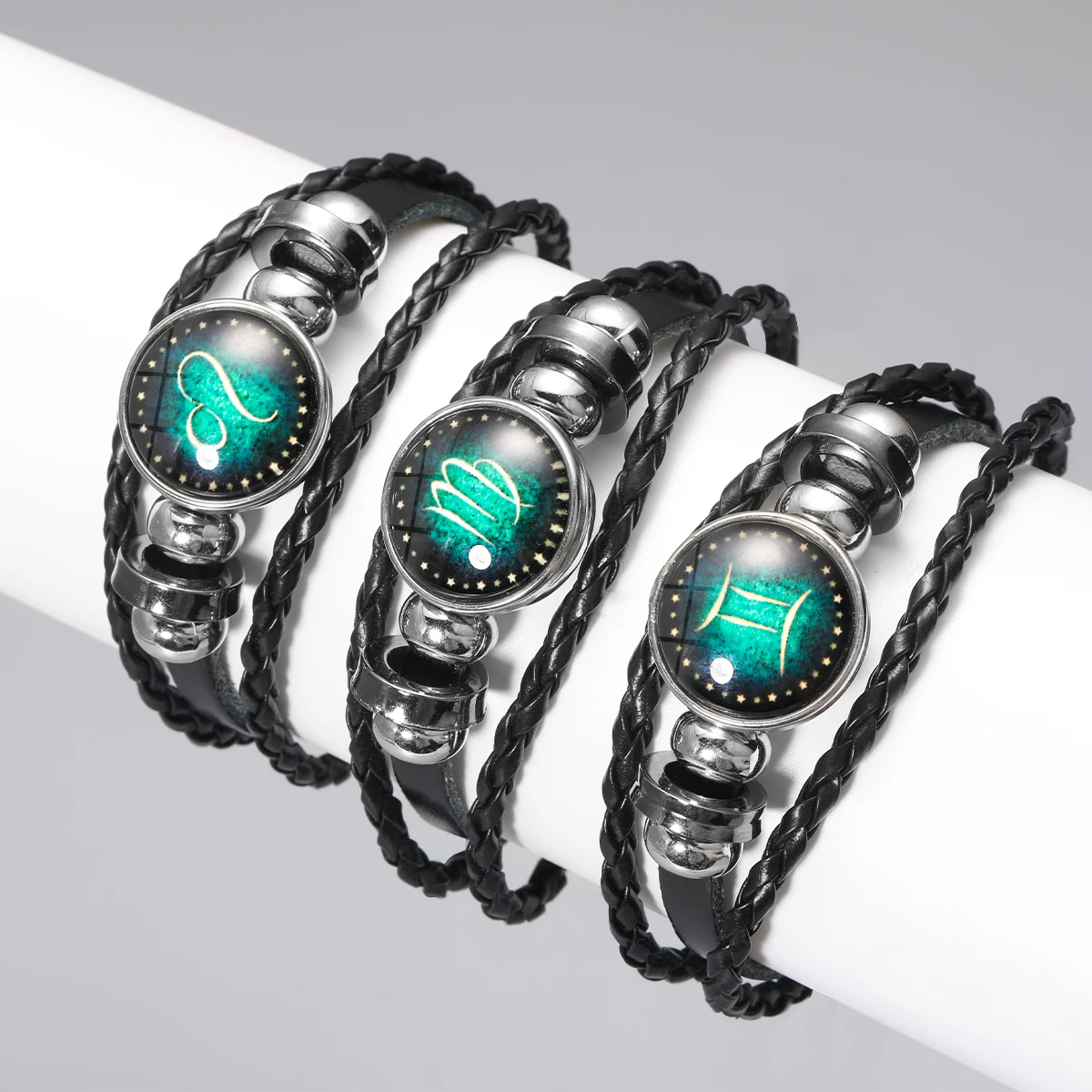 12 Constellation Zodiac Sign Charm  Bracelets Men Women Vintage Multilayer Wrap Leather Bracelet & Bangle Birthday Gift