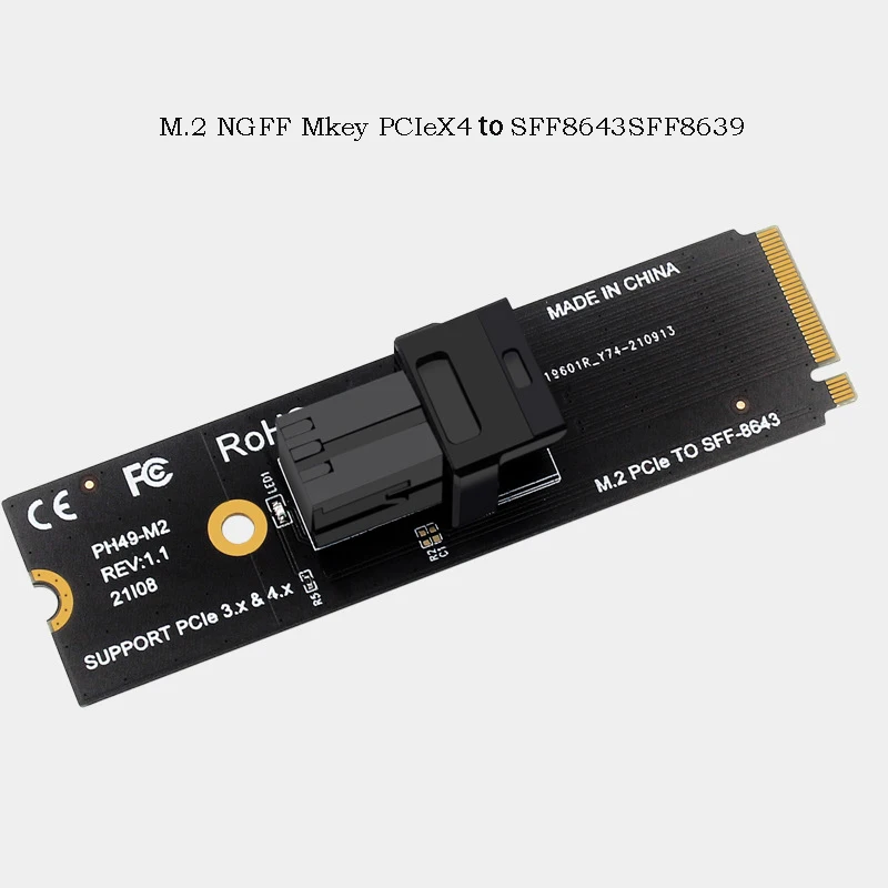 M.2 NGFF Mkey PCIeX4 X8 x16 to SFF8643 SFF8639 Convert Card Extend Adapter PH49-M2 2280 PCIE 4.0 3.0 SSD Data Transfer Dongle