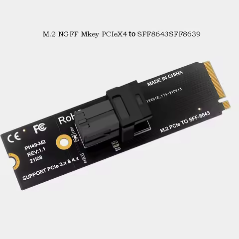 M.2 NGFF M key PCIe X4 X8 x16 to SFF8643 SFF8639 Convert Card Extend Adapter PH49-M2 2280 PCIE 4.0 3.0 SSD Data Transfer Dongle