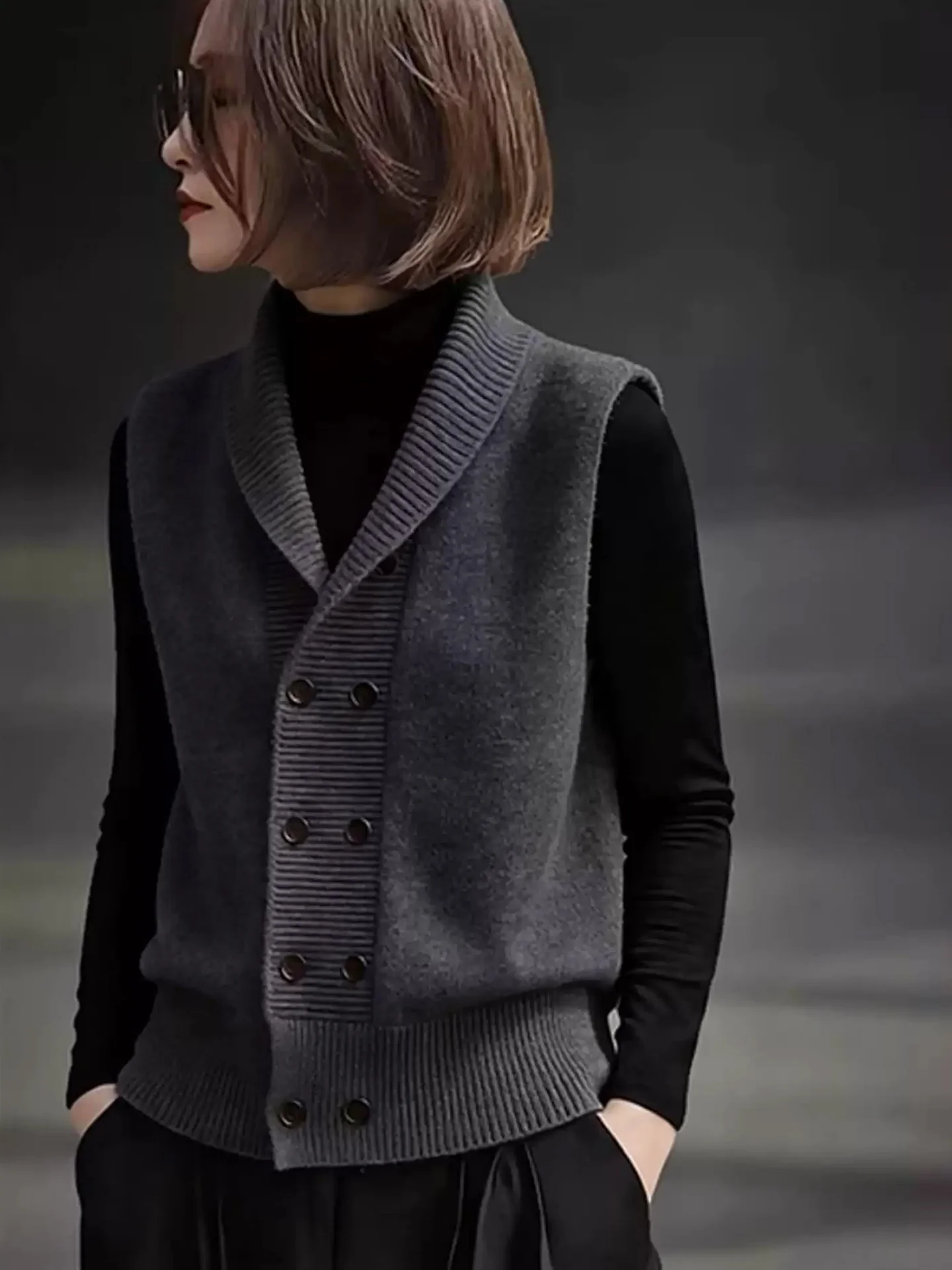 

Корейский свободный удобный вязаный жилет для ленивых, простой универсальный зимний топ Bot irt, мягкий уютный базовый слой, женский топ