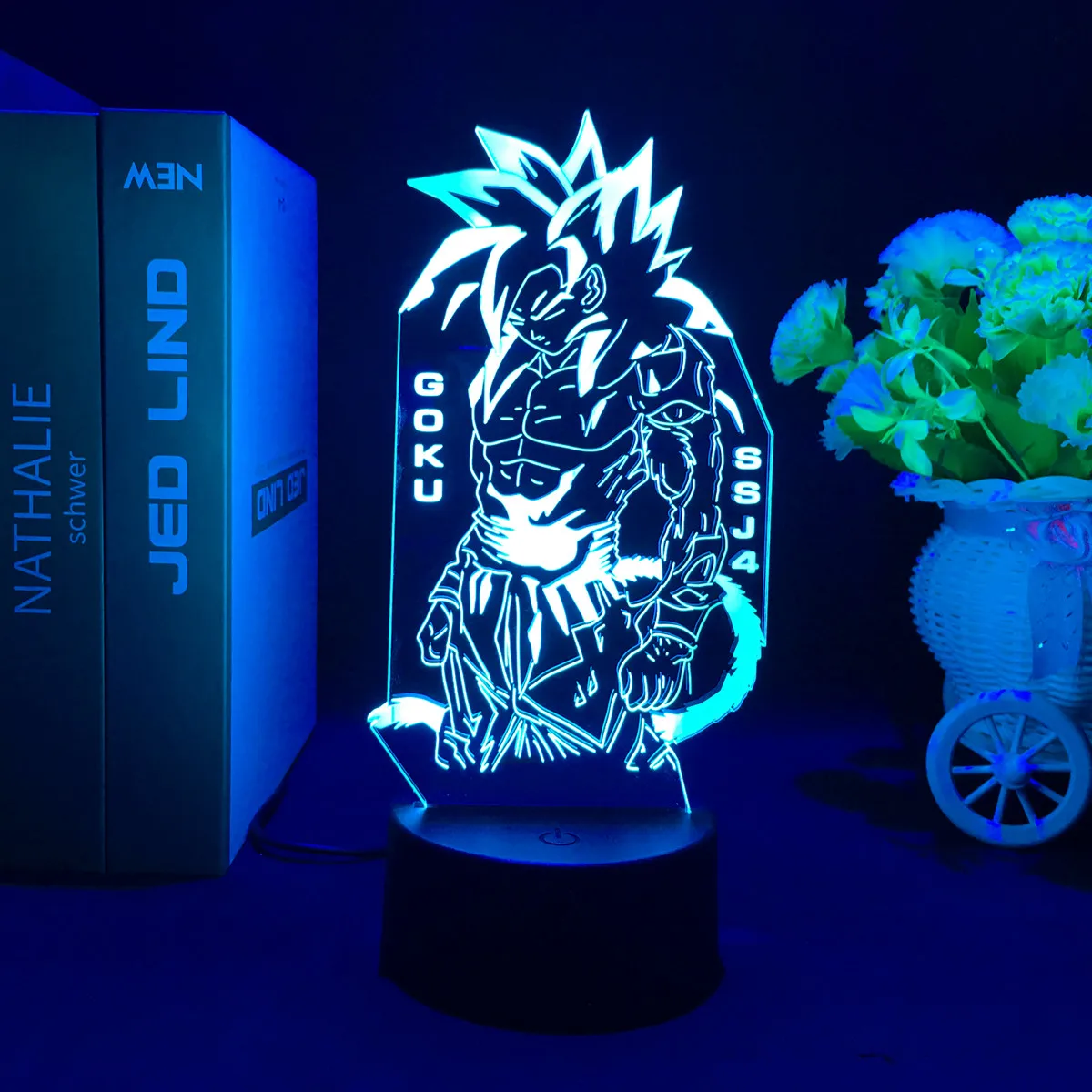 Japanese Anime Drogan Ball Super Saiyan Goku Vegeta Figure Led Acrylic Stand 3d Illusion Colorful Nightlight for Kids Birthday