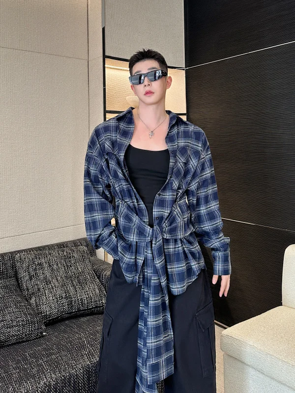 

Detachable Sa Plaid Long Sve Men's irt Autumn Winter New Sle Retro Sle Youth ular Loose Fit Flower Patterned Fa...